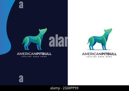 Modernes abstraktes buntes Pitbull Dog Logo-Design und Vektorgrafik Stock Vektor