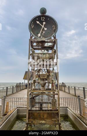 Die Wasseruhr am Southwold Pier, Suffolk, England Stockfoto