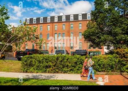 Die Innenstadt von Portland ist voll von Backsteingebäuden aus dem 19. Jahrhundert und ist heute eine Touristenattraktion Stockfoto