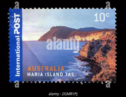 Die in Australien gedruckte Briefmarke zeigt das Bild der Maria Island Tas, um 2007. Stockfoto