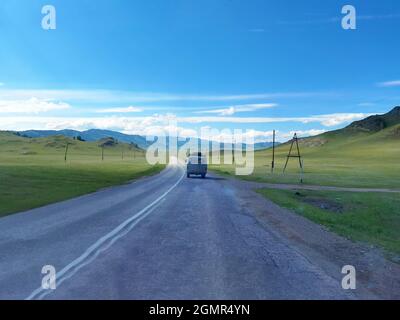 Urlaub Roadtrip Landschaft. Altai-Berge. Mutta-Region. Stockfoto