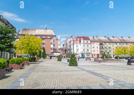 Cesky Tesin, Tschechische Republik - 5. Juni 2021: Platz Der Tschechoslowakischen Armee. Stockfoto