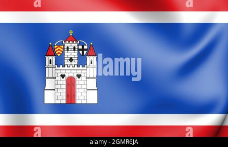 3D-Flagge von Groß-Umstadt (Hessen), Deutschland. 3D-Illustration. Stockfoto