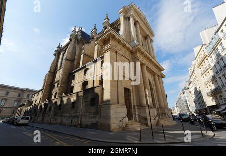 Das Temple Protestant Oratoire ist eine historische evangelische Kirche in der Rue Saint-Honore im 1. Arrondissement von Paris, Frankreich. Stockfoto