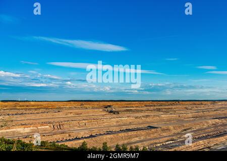 Panoramablick auf das Tagebau Hambach, Deutschland. Stockfoto