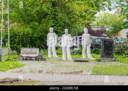 Zielona Gora, Polen - 1. Juni 2021: Denkmal für die Arbeiter der Solidarität. Stockfoto