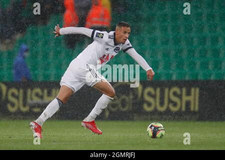 Mehdi ZERKANE von Bordeaux während des französischen Ligue-1-Fußballspiels zwischen AS Saint-Etienne und dem FC Girondins de Bordeaux am 18. September 2021 im Geoffroy-Guichard-Stadion in Saint-Etienne, Frankreich - Foto Romain Biard / Isports / DPPI Stockfoto