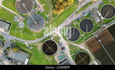 Wasser- und Abwasseraufbereitungsstation der Horsham, West Sussex, Großbritannien. Stockfoto