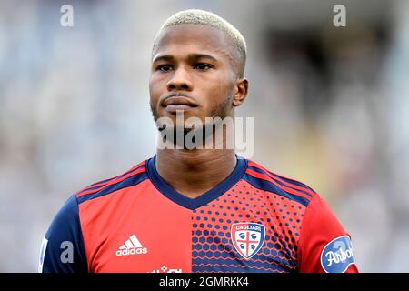 Roma, Italien. September 2021. Keita Balde von Cagliari Calcio blickt während des Fußballspiels der SS Lazio und Cagliari Calcio im Olimpico-Stadion in Rom (Italien) am 19. September 2021 auf. Foto Antonietta Baldassarre/Insidefoto Kredit: Insidefoto srl/Alamy Live News Stockfoto