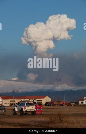 Eruption des Vulkans Eyjafjallajokull, Island, 2010 Stockfoto