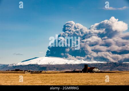 Eruption des Vulkans Eyjafjallajokull, Island, 2010 Stockfoto