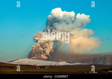 Eruption des Vulkans Eyjafjallajokull, Island, 2010 Stockfoto