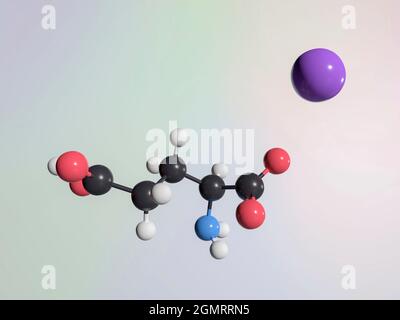 Natriumglutamat-Molekül, Abbildung Stockfoto