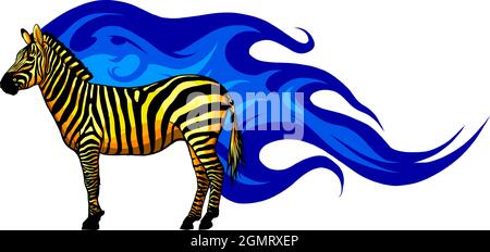 Grafische Darstellung eines stehenden Zebras in Isolate auf weißem Hintergrund .Vektordarstellung. Stock Vektor