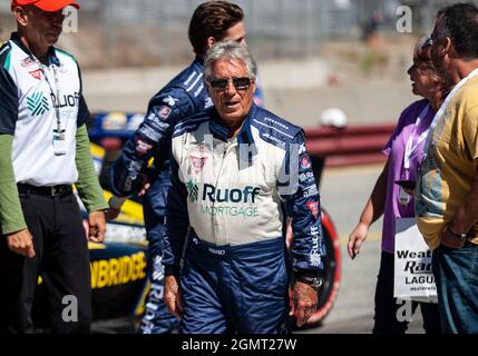 CAPION KORREKTUR: September 19 2021 Monterey CA, USA Rennlegende Mario Andretti vor dem NTT Firestone Grand Prix von Monterey Race auf dem Raceway Laguna Seca Monterey, CA Thurman James/CSM Stockfoto