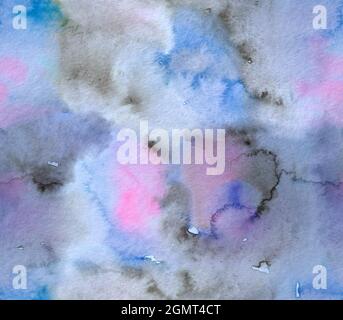 Nahtloses Muster mit Aquarell Pastell abstrakt handbemalte Textur in blau und rosa Farben . Stockfoto