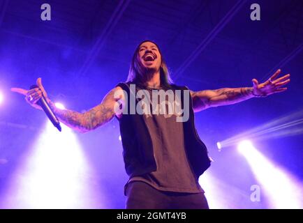 17. September 2021 - Sänger Craig Mabbitt von der Band Escape the Fate tritt im EPIC Event Center in Green Bay, Wisconsin, auf. Ricky Bassman/Cal Sport Media Stockfoto