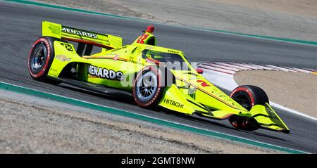 September 19 2021 Monterey CA, USA das Team Penske-Fahrer Simon Pagenaud kommt aus der 5. Kurve während des NTT Firestone Grand Prix von Monterey Race auf dem WeatherTech Raceway Laguna Seca Monterey, CA Thurman James/CSM Stockfoto