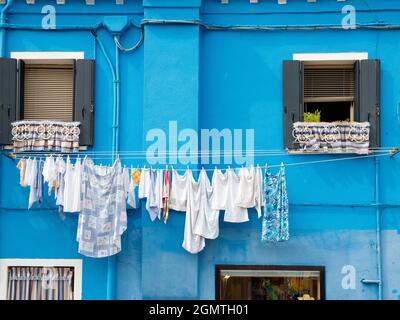 Burano, Venedig, Italien - 6. September 2017 Burano ist eine Insel in der venezianischen Lagune, 7 km nördlich von Venedig selbst - es ist eine lange 40 Minuten V Stockfoto