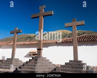 Andahuaylillas Peru - 18. Mai 2018 San Pedro AP – stol de Andahuaylillas Kirche in der Nähe von Cusco wird oft als Sixtinische Kapelle der Anden, Stockfoto