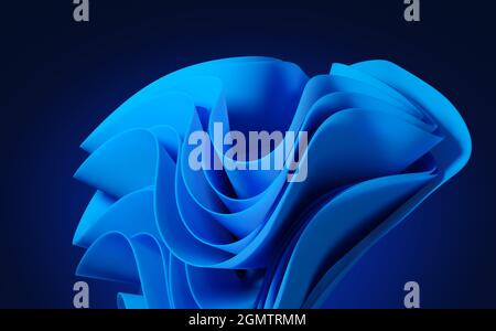 Abstrakt moderner minimalistischer Hintergrund mit gefaltetem Stoff, blauem Tuch Stockfoto