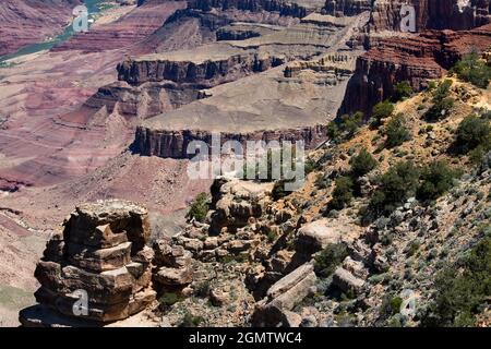 Arizona, USA - Juni 2008; Desert View befindet sich mehr als 20 Meilen östlich des Hauptgebiets des Grand Canyon Village, in Richtung Osten Stockfoto