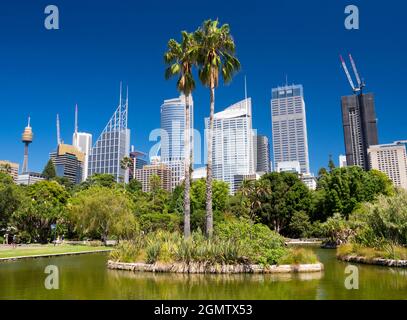 Sydney, Australien - 17. Februar 2109; südlich des Hafens, des Opernhauses und westlich der Innenstadt gelegen, sind die wunderschönen Botanischen Gärten ein fa Stockfoto