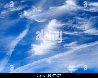 Oxfordshire, England - 12. Juli 2020 Ich liebe es, in den Himmel zu schauen. Was Sie sehen, ist oft schön und verändert sich ständig. Ich bin durch meinen Heimatschurken gelaufen Stockfoto