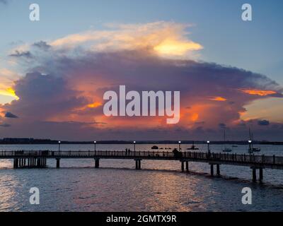 Changi, Singapur - 19. März 2019 die malerische Promenade Changi Point schlängelt sich um die Nordspitze Singapurs, mit Blick auf den Hafen von Serangoon und den Süden Stockfoto