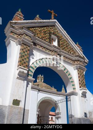 Copaba, Bolivien - 18. Mai 2018 die Muttergottes von Copaba ist die schutzpatronin Boliviens. Es ist daher passend, dass eine Kathedrale aus dem 16. Jahrhundert dedi Stockfoto