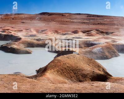 Sol de Ma–ana, Bolivien - 25. Mai 2018 das Sol de Ma–ana (Morgensonne) liegt hoch oben in den bolivianischen Hochanden und ist ein ausgedehntes Gebiet Stockfoto