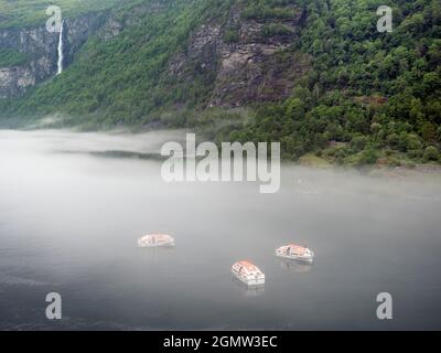 Der herrliche Geiranger Fjord liegt in der Sunnm¿re Region des Komitats M¿re Og Romsdal in Norwegen. Eine der beliebtesten Touristenattraktionen von NorwayÕs, Stockfoto