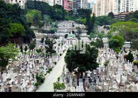 Hongkong, China - 6. Mai 2012 das ironisch benannte Happy Valley auf der Insel Hongkong begann als Malariaversumpf und Todesfalle für Delikatessen Stockfoto