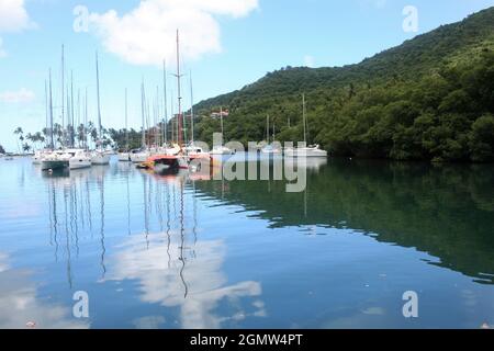 Boote in Marigot Bay, St. Lucia Stockfoto