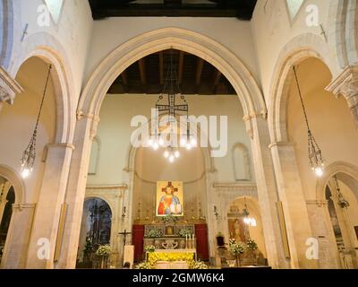Taormina, Sizilien, Italien - 20. September 2019 in der winzigen Kirche des heiligen Augustinus in Taormina, Sizilien. Taormina ist ein charmantes kleines Schlepptau auf einem Hügel Stockfoto