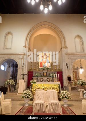 Taormina, Sizilien, Italien - 20. September 2019 in der winzigen Kirche des heiligen Augustinus in Taormina, Sizilien. Taormina ist ein charmantes kleines Schlepptau auf einem Hügel Stockfoto