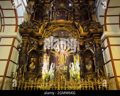 Lima, Peru - 10. Mai 2018 die Basilika und das Kloster des hl. Franziskus sind ein Wahrzeichen des historischen Lima, Peru. Erbaut im Jahr 1673, hat es bis jetzt mehrere EA überlebt Stockfoto