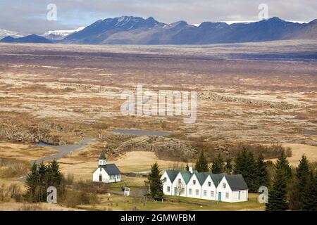 Þingvellir, anglisiert als Thingvellir, ist ein berühmter und landschaftlich schöner Nationalpark im Verwaltungsbezirk Bláskógabyggð im Südwesten Islands, n Stockfoto