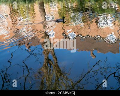 Abingdon, England - 28. Juni 2009 Dies ist ein unretuschierte Bild von Wasserwellen in Abbey Stream, einem kleinen, aber schönen Nebenfluss der Themse von Abi Stockfoto