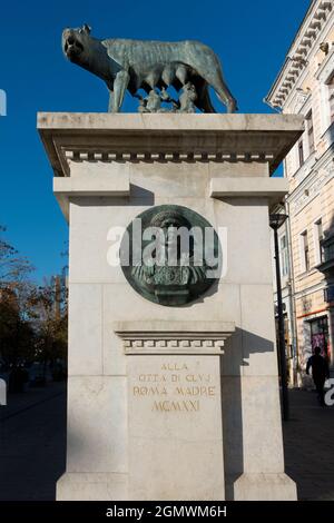 Cluj-Napoca, Rumänien - 16. Oktober 2018 Die Geschichte Rumäniens reicht bis ins Römische Reich zurück. Es ist also durchaus angebracht, diese Replik von zu finden Stockfoto