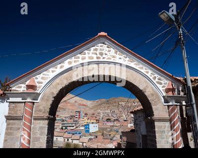 Potosi, Bolivien - 22. Mai 2018 Potosi und seine Geschichte sind untrennbar mit Silber verbunden. Eine der höchsten Städte der Welt auf einer Höhe von Stockfoto