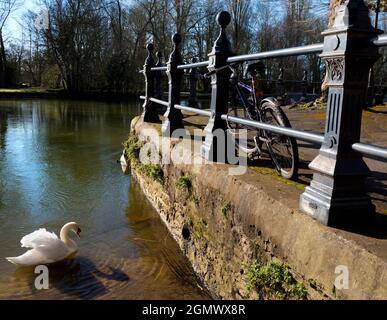 Abingdon, England - 16. März 2020; keine Menschen im Blick. Saint Helen's Wharf ist ein bekannter Schönheitsort an der Themse, direkt oberhalb des mittelalterlichen Stadttals Stockfoto