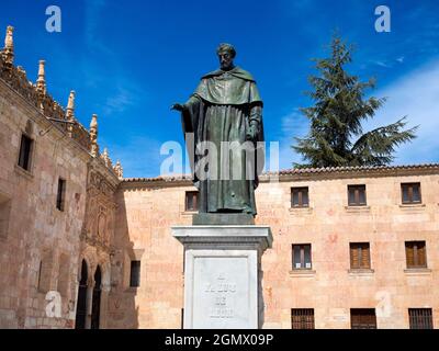 Salamanca, Spanien - 13. April 2017; keine Menschen im Blick. Fray Luis de Leon war ein berühmter spanischer Lyriker, Augustiner-Mönch, Theologe und Akademiker, wh Stockfoto