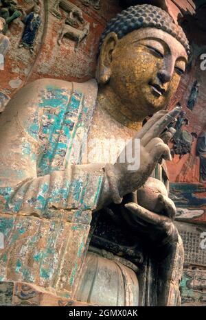 Chongqing, Sichuan, China - Dezember 1997 die spektakulären Felsschnitzereien von dazu in Sichuan sind eine vielfältige Serie chinesischer religiöser Skulpturen und Carvi Stockfoto