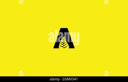 BUCHSTABE A MIT BLATTLOGO ZUR ILLUSTRATION Stock Vektor