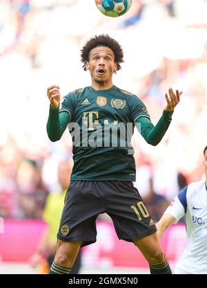 Leroy SANE, FCB 10 im Spiel FC BAYERN MÜNCHEN - VFL BOCHUM 7-0 1. Deutsche Fußballliga am 18. September 2021 in München, Deutschland. Saison 2021/2022, Spieltag 6, 1.Bundesliga, FCB, München, 6.Spieltag. © Peter Schatz / Alamy Live News - die DFL-VORSCHRIFTEN VERBIETEN DIE VERWENDUNG VON FOTOS als BILDSEQUENZEN und/oder QUASI-VIDEO - Stockfoto