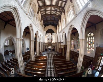 Die University Church of St Mary the Virgin ist eine prominente Oxford-Kirche, die sich auf der Nordseite der High Street gegenüber dem Radcliffe Square befindet. Das ist es Stockfoto