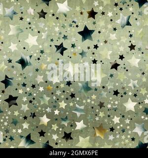 Nahtloses Muster aus Sternmotiv in aufwändigen Farben und Textur Stockfoto