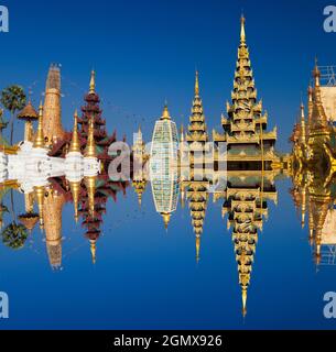 Yangon, Myanmar - 23. Januar 2013 die Shwedagon-Pagode liegt auf dem Singuttara-Hügel im Zentrum von Yangon (Rangun), Myanmar, und ist die heiligste Buddhi Stockfoto