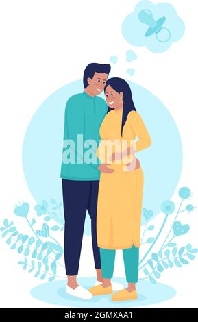 Schwanger Frau mit Ehemann 2D Vektor isoliert Illustration Stock Vektor